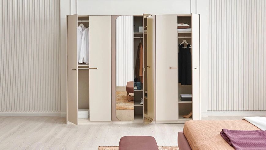 Шкаф для спальни Milena с 6 дверями, крем, 270.6 см 3200395071 фото
