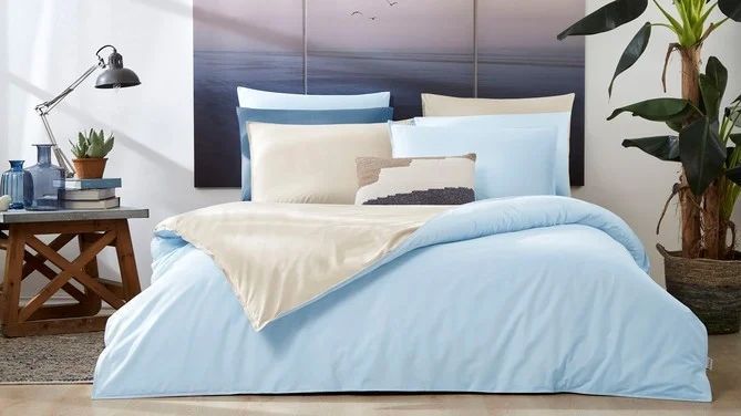 Set lenjerie de pat Stark Blue/Mink din bumbac 100% (160 x 220 cm) Albastru/bej 3400001432 foto