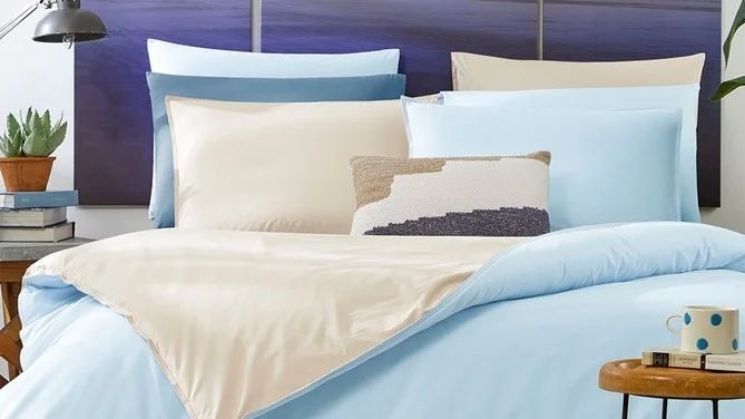 Set lenjerie de pat Stark Blue/Mink din bumbac 100% (160 x 220 cm) Albastru/bej 3400001432 foto