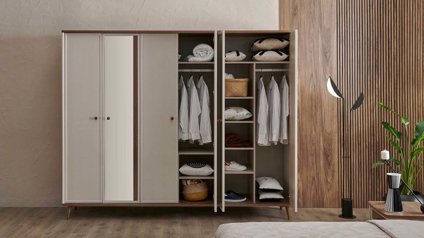 Шкаф для спальни Margo с 6 дверями и зеркалом, ширина 272 см 3200419702 фото