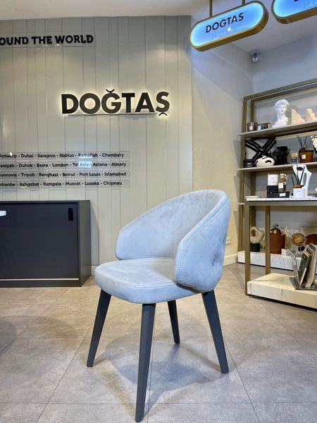 Scaun (set 4 buc) Arora matlasat din catifea și picioare lemn Sur Deschis 3120011325-2267 (4) foto