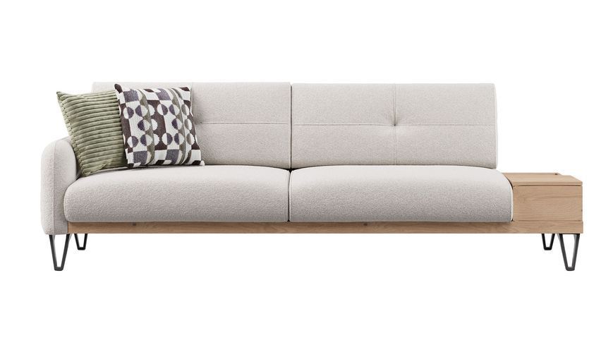 Canapea extensibilă SOLID GK2630 cu măsuță laterală dreapta (236 cm) &ndash; Boucle ivory 3120028002 foto