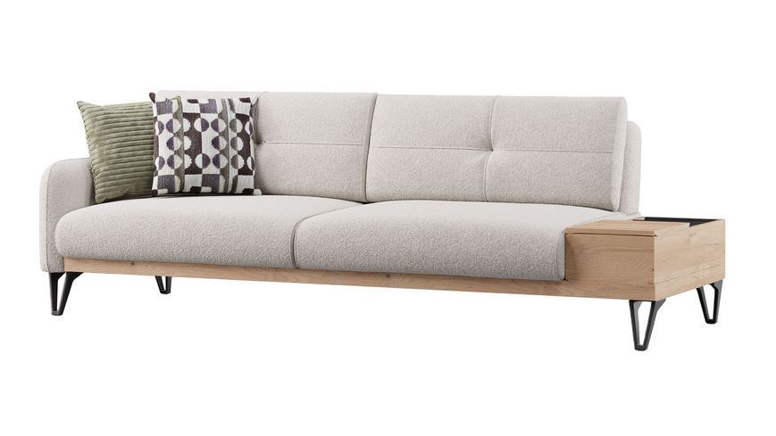 Canapea extensibilă SOLID GK2630 cu măsuță laterală dreapta (236 cm) &ndash; Boucle ivory 3120028002 foto