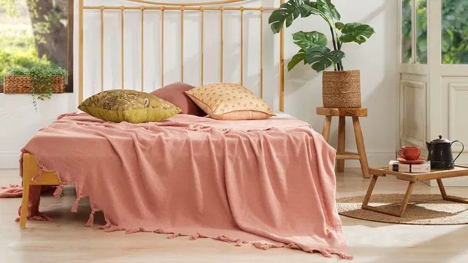Cuvertură de pat Clara din bumbac 100% roz 200 x 220 cm 3400001895 foto