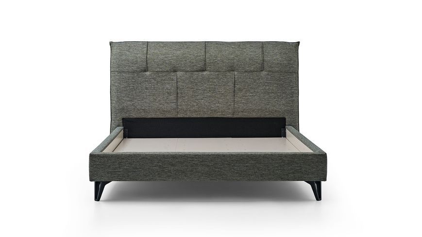 Set dormitor Solid 160 x 200 cm din pal și stofă cu picioare metalice 3200398196+3200398199 foto