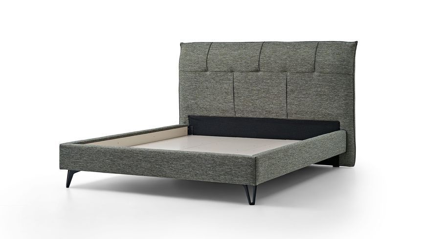 Set dormitor Solid 160 x 200 cm din pal și stofă cu picioare metalice 3200398196+3200398199 foto