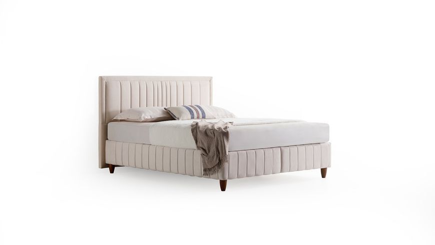 Pat ELISS cu depozitare și tăblie tapițată GK2257 (180 &times; 200 cm) - Velvet ivory 3120024863+3120024868 foto