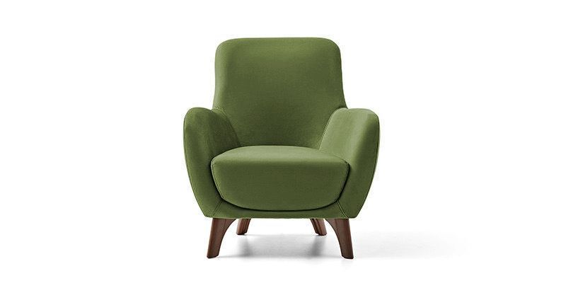 Fotoliu Hilda stil glam cu tapițerie velvet olive și picioare nuc 3120015812-2258 foto