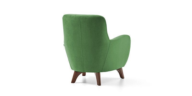 Fotoliu Hilda stil glam cu tapițerie velvet olive și picioare nuc 3120015812-2258 foto