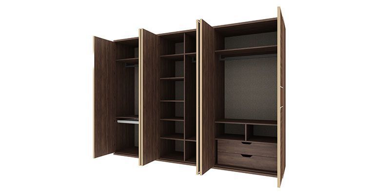 Dulap cu 5 uși Gold Grej/Nuc 251,3 cm din Pal și MDF 3200357945 foto