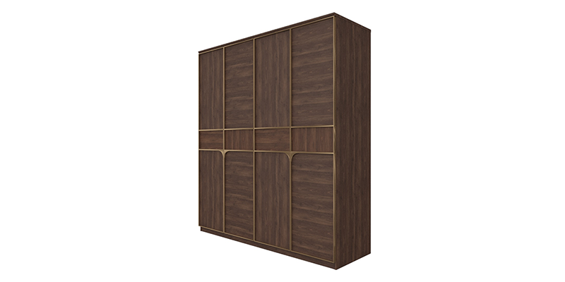 Dulap cu 5 uși Gold Grej/Nuc 251,3 cm din Pal și MDF 3200357945 foto