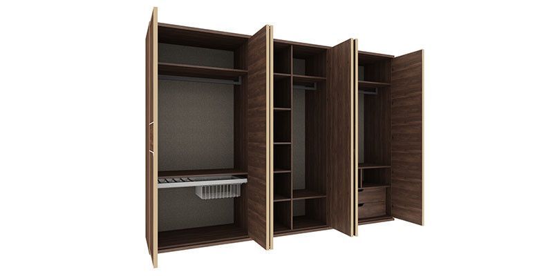 Dulap cu 5 uși Gold Grej/Nuc 251,3 cm din Pal și MDF 3200357945 foto