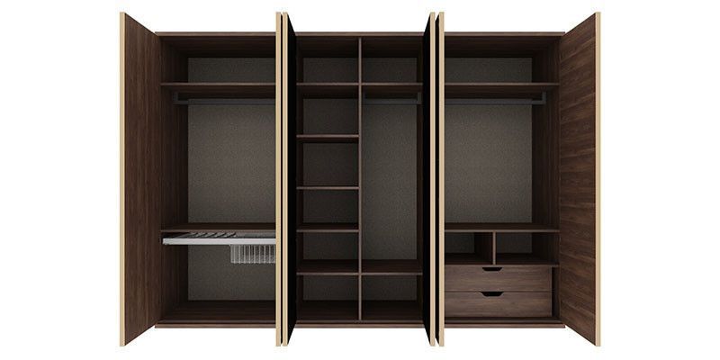 Dulap cu 5 uși Gold Grej/Nuc 251,3 cm din Pal și MDF 3200357945 foto
