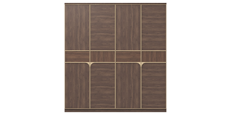 Dulap cu 5 uși Gold Grej/Nuc 251,3 cm din Pal și MDF 3200357945 foto