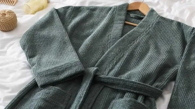 Halat de baie unisex Alessi din bumbac 100% jacquard Verde Petrol S/M 3400001146 foto