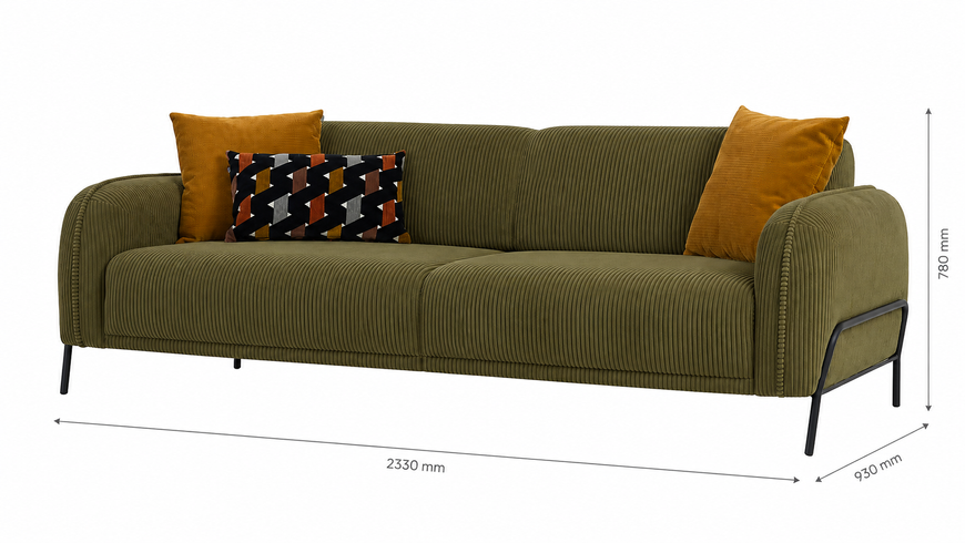 Canapea LEA GK2433 cu spătar rotativ și picioare metalice (233 cm) &ndash; Pluș Verde 3120025936 foto