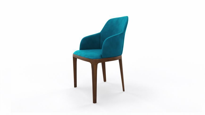 Scaun Logan Plus din stofă și lemn picioare nuc velvet turcoaz GK 6712 3120005833-6712 foto