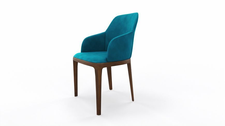 Scaun Logan Plus din stofă și lemn picioare nuc velvet turcoaz GK 6712 3120005833-6712 foto