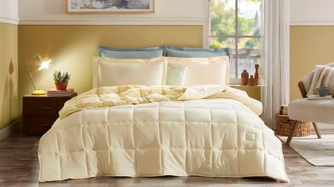 Set cuvertură Plushie Comforter din microfibră cu 2 fețe de pernă galben 195 x 215 cm 3400002012 foto