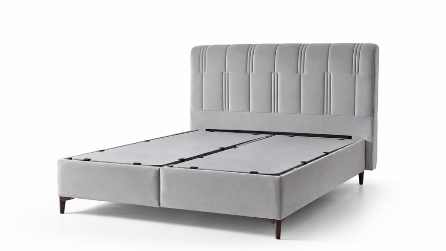 Pat cu depozitare Lova Bren din PAL cu tăblie tapițată GK8166 (180 x 200 cm) - Velvet Gri 3120023802+3120023741 foto