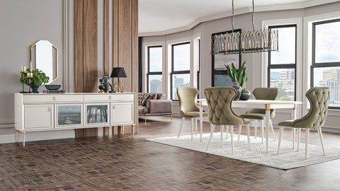 Овальный обеденный стол Lorenta Jasmin из MDF и PAL Белый/Золотой 3200387854 фото