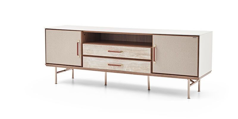 Comodă Brita Mini Crem deschis și Alamă 190,8 x 47,3 x 67,2 cm 3200389495 foto