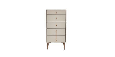 Comodă &icirc;naltă Milena cu 5 sertare Soft Close Crem/Bronz 60.4 x 45.9 x 116 cm 3200395023 foto